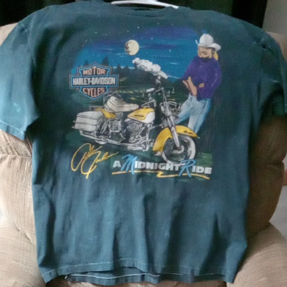 Vintage Collectible Alan Jackson Harley-Davidson Off Black Tie Dye Tee